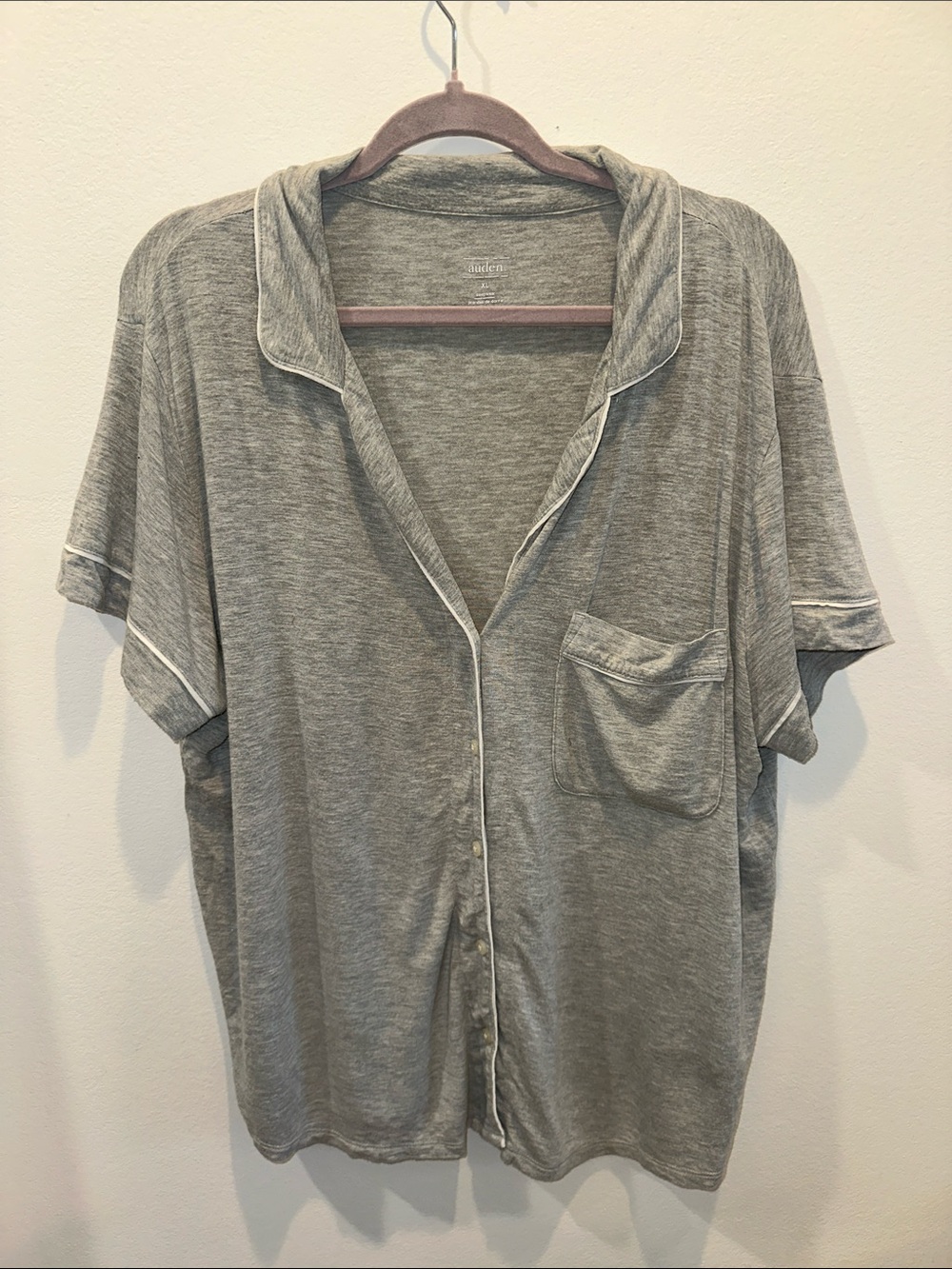 Auden Heather Gray Short-Sleeve Notch Collar Sleep Shirt